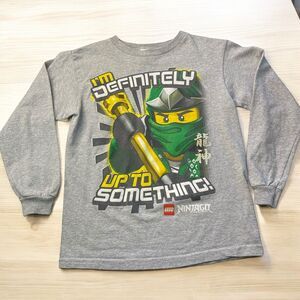 Y2K Lego Ninjago Definitely Up To Something Long Sleeve T Shirt Youth Sz M8 Gray